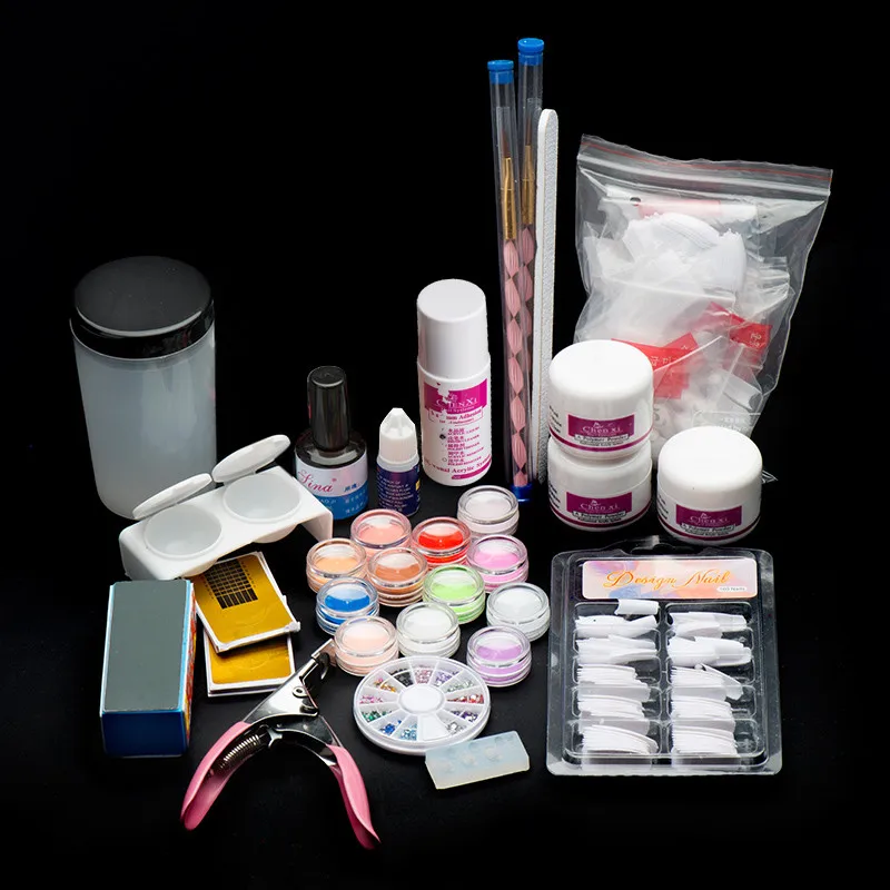 Профессиональный 19 акриловый набор для дизайна ногтей Набор Пудра кончиков