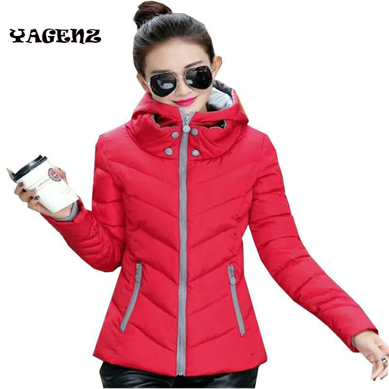 Женский хлопковый пуховик с капюшоном базовое пальто короткая куртка в