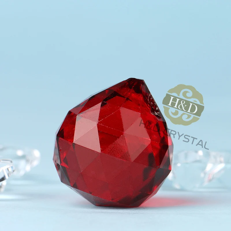 H & D 5 шт 20 мм красный хрустальный шар призмы люстра капли Освещения части занавеса