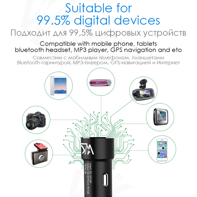 VVKing Быстрая зарядка 3 0 USB Автомобильное зарядное устройство Универсальный