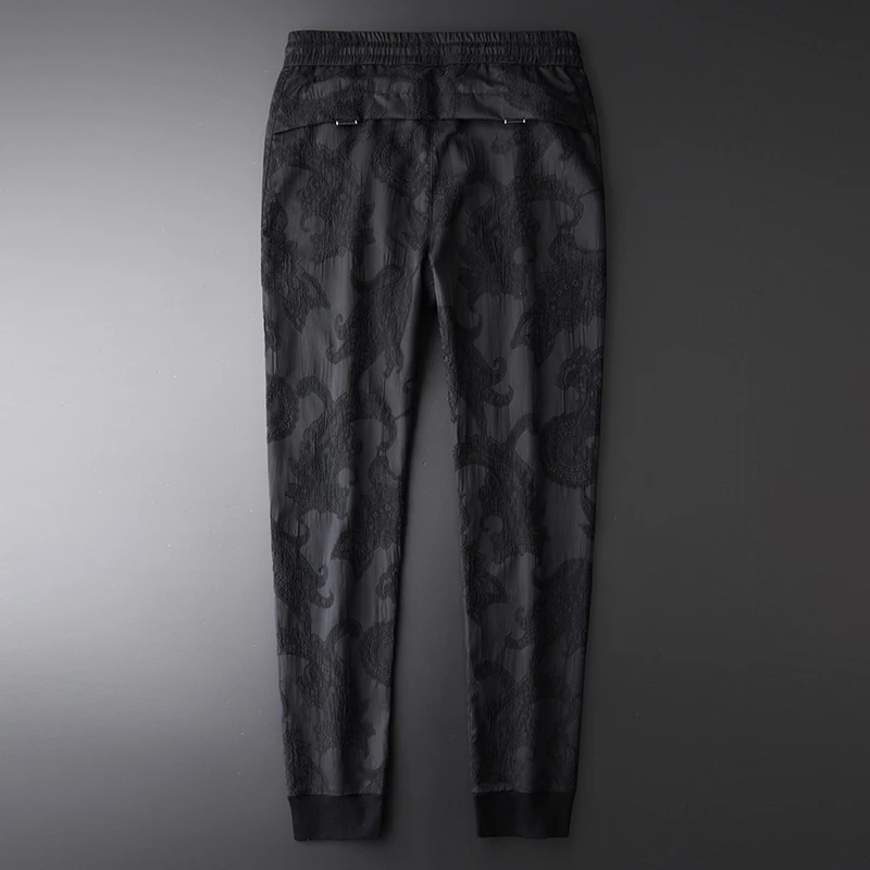 Мужские шаровары Minglu черные спортивные брюки большого размера 4xl с вышивкой для