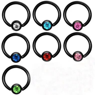 Кольцо с круглым закрытым носом MODRSA 2 шт./лот черное кольцо из нержавеющей стали