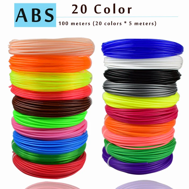 Weiyu 3D печать Ручка 5V usb 3D карандашом 3D чертежная ручка PLA/ABS нити для детей Образование хобби игрушки подарки на день рождения - Цвет: 100m ABS 20colors