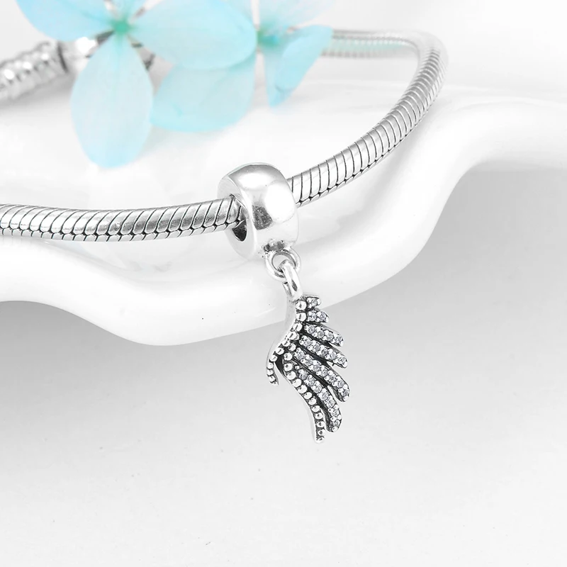 High quality charms 925 Sterling Silver wings angel fashion Pendants Fit Original Pandora Charm Bracelet Jewelry making | Украшения и