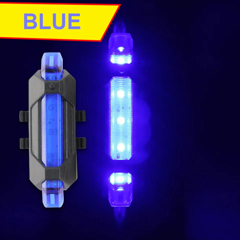 Blue Велосипед свет, светодиодные задние фонари безопасность заднего хвоста Предупреждение Велоспорт Портативный светильник, USB Стиль Перезаряжаемые или Батарея Стиль - Цвет: Blue