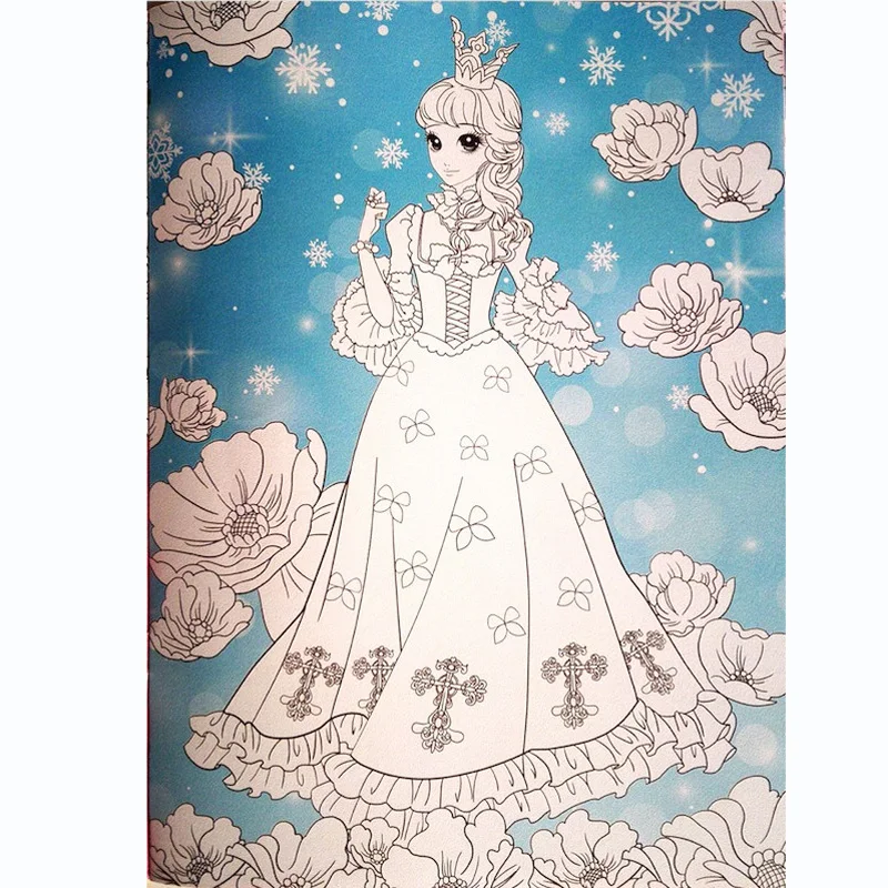 A4 Size Kawaii Princesses Coloring Books for Kids Set of 4 Painting Young Girls Kids/Adults Activity | Канцтовары для офиса и