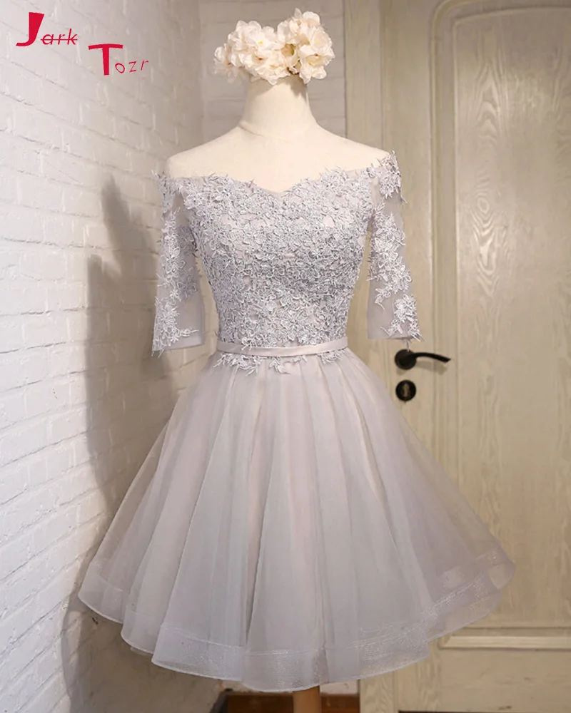 Jark Tozr на заказ кружевной вырез лодочкой выше колена короткие платья Junior Vestido 2019