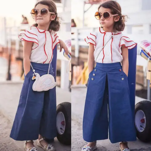 Комплект одежды для маленьких девочек футболка с расклешенными рукавами и