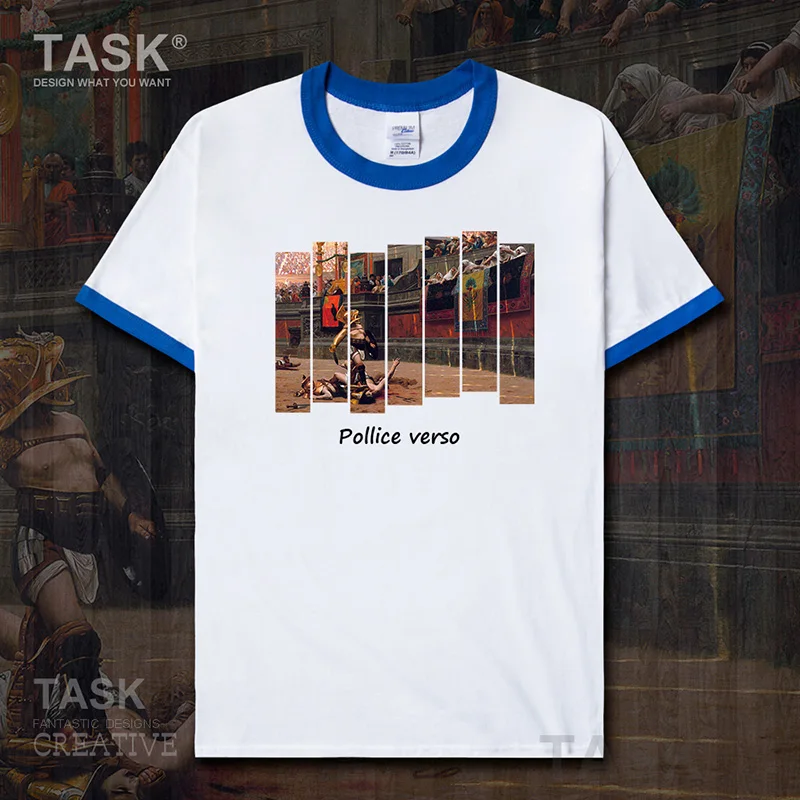 

Personality fashion oil painting mens t-shirt Pollice Verso retro print Short sleeve clothes cotton summer casual Streetwear new