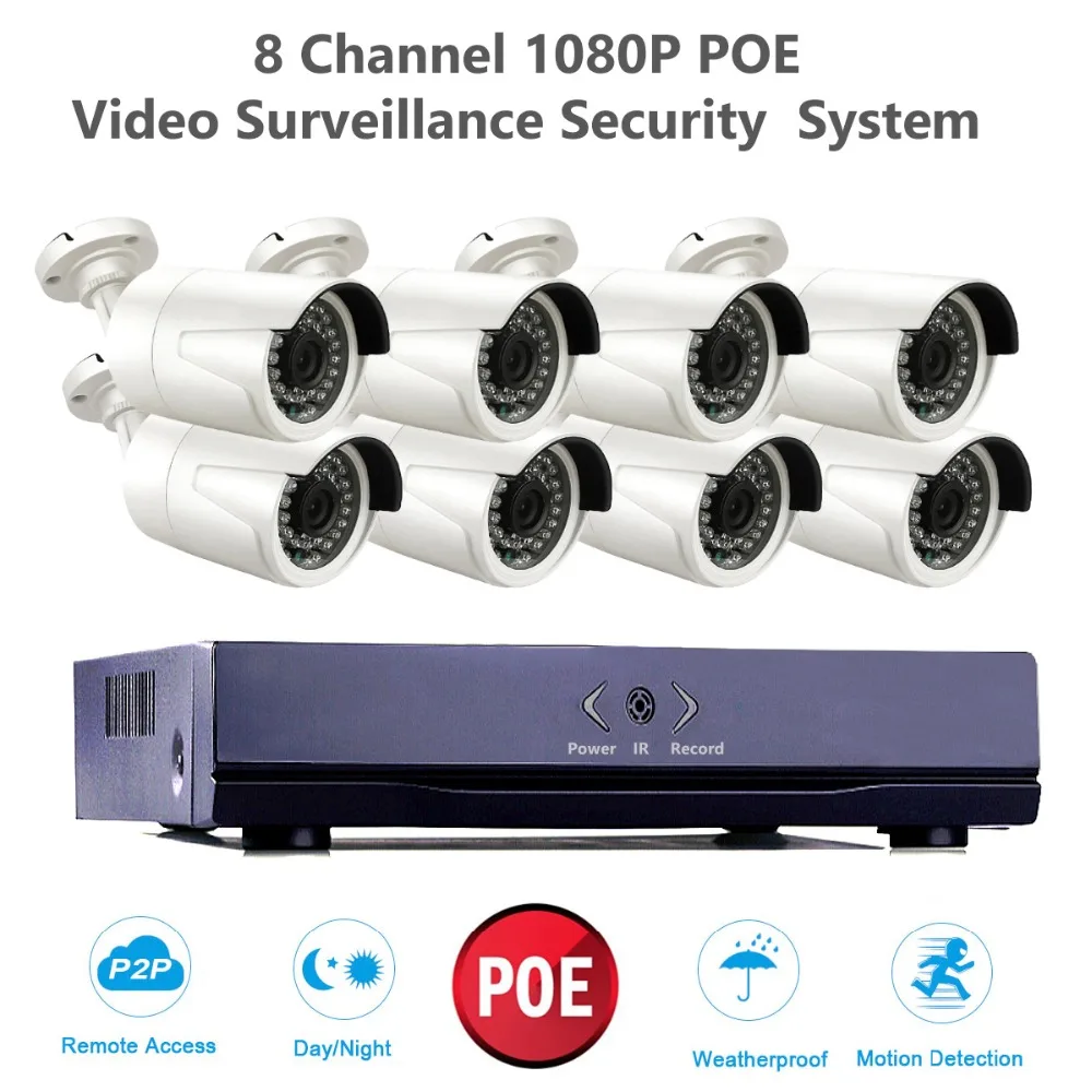 8CH 1080P POE сетевая система видеонаблюдения 2.0MP PoE камера NVR видеонаблюдения|system