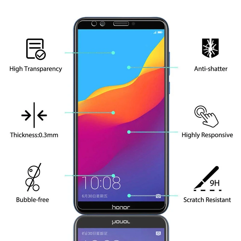 9H взрывозащищенное Закаленное стекло для Huawei Honor 7C AUM L41 7A Pro 5 7 дюйма AL29 45 Y6 2018 чехол