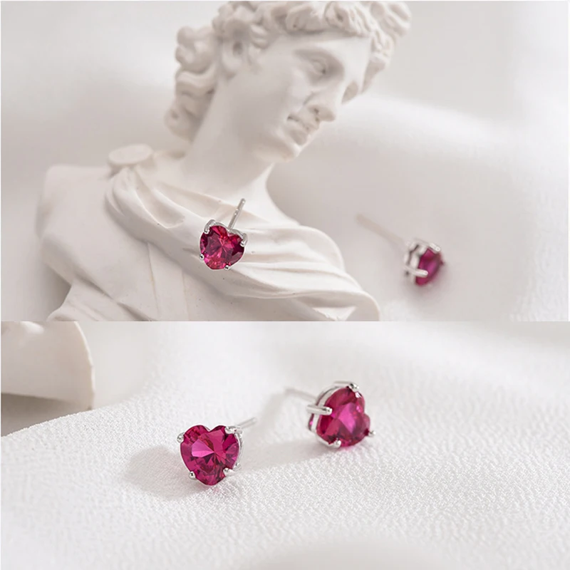 Hot Sale Heart 925 Sterling Silver Stud Earrings For Women Men Girls Female Romantic Zircon gifts dropshipping 2019 | Украшения и