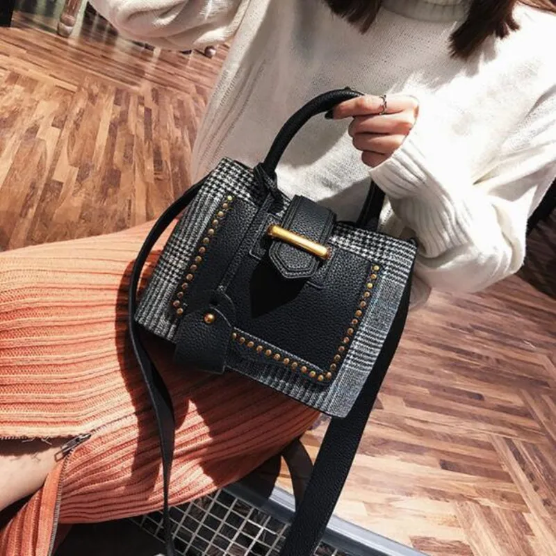 Мода плед Женский Сумка кожаная Для женщин сумки Винтаж сумка Повседневное Crossbody