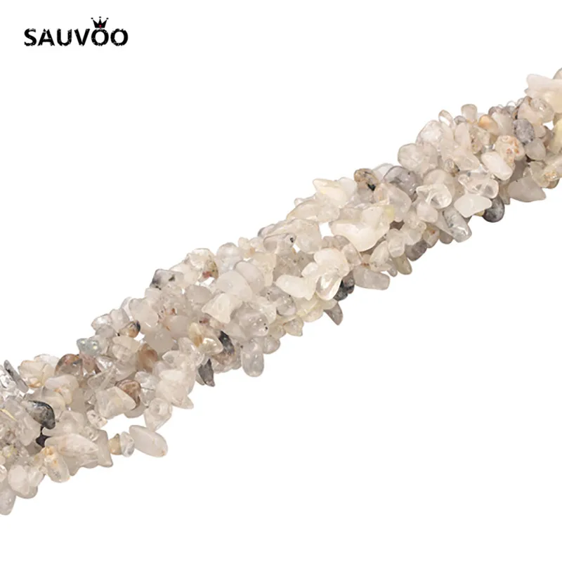 

SAUVOO Approx.80cm/lot Rutilated Quartz Crystal Stone Irregular Natural Clear Beads 5-8mm for DIY Bracelet Necklace Findings