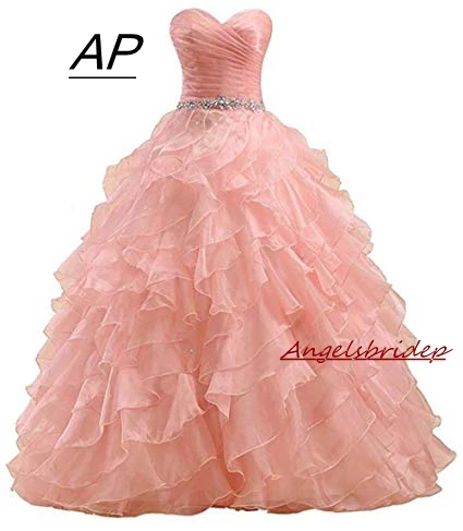 ANGELSBRIDEP сладкий 16 Бальные платья 2021 размера плюс Кристаллы органзы Vestidos De 15 Anos