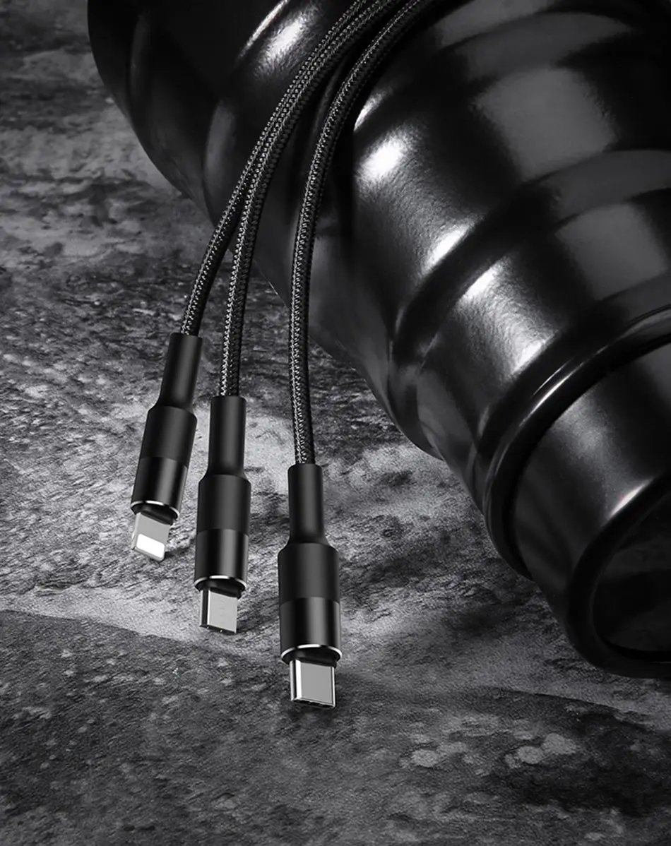 USAMS 3 в 1 USB кабель type C кабель для samsung s9 plus Micro usb кабель для зарядки для iPhone X 8 7 6s Plus 5 5S SE 5c C кабель