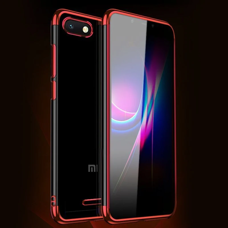 Прозрачный чехол для Xiaomi Redmi 6A, чехол-бампер, тонкий чехол Platint, прозрачный ТПУ силиконовый чехол-накладка для Xiaomi Redmi 6A 6 A, чехол - Цвет: Красный