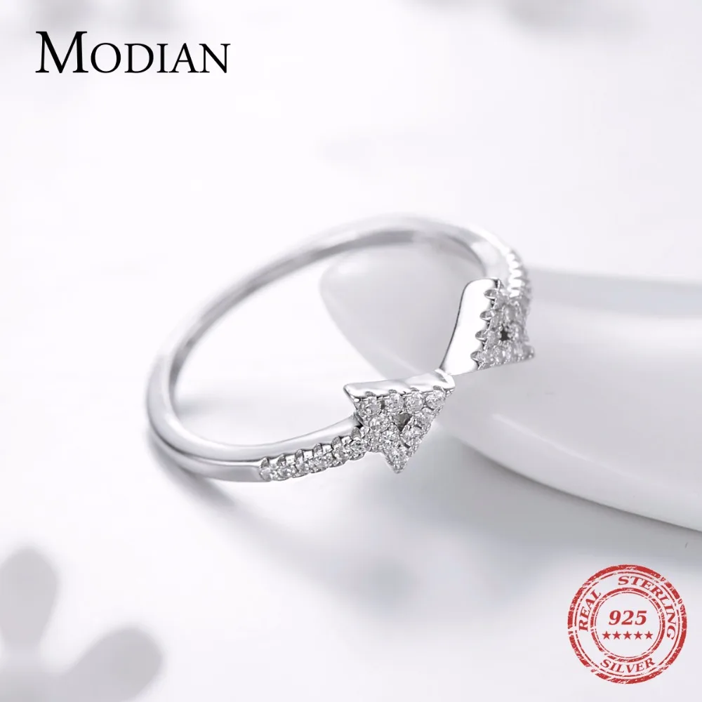 Modian новые модные 100% 925 стерлингового серебра бантом кольцо стекируемые Ясно CZ