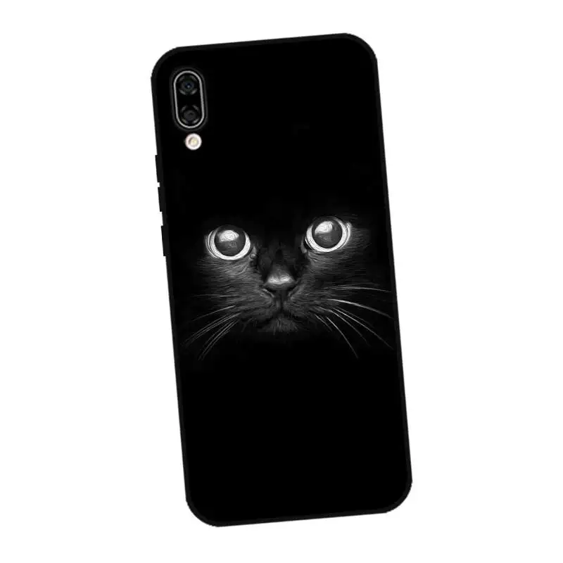 N283 Черный силиконовый чехол с котом для huawei Honor 6A 6C 6X 7C 7X8 Lite Pro |