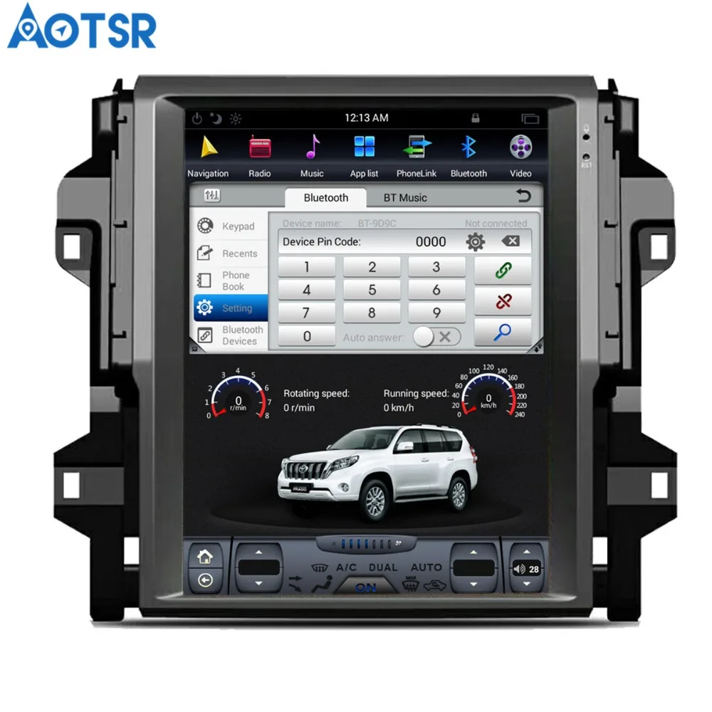 Автомобильный DVD плеер в стиле Tesla Aotsr Android 7 1 GPS навигация для Toyota Fortuner 2016 +