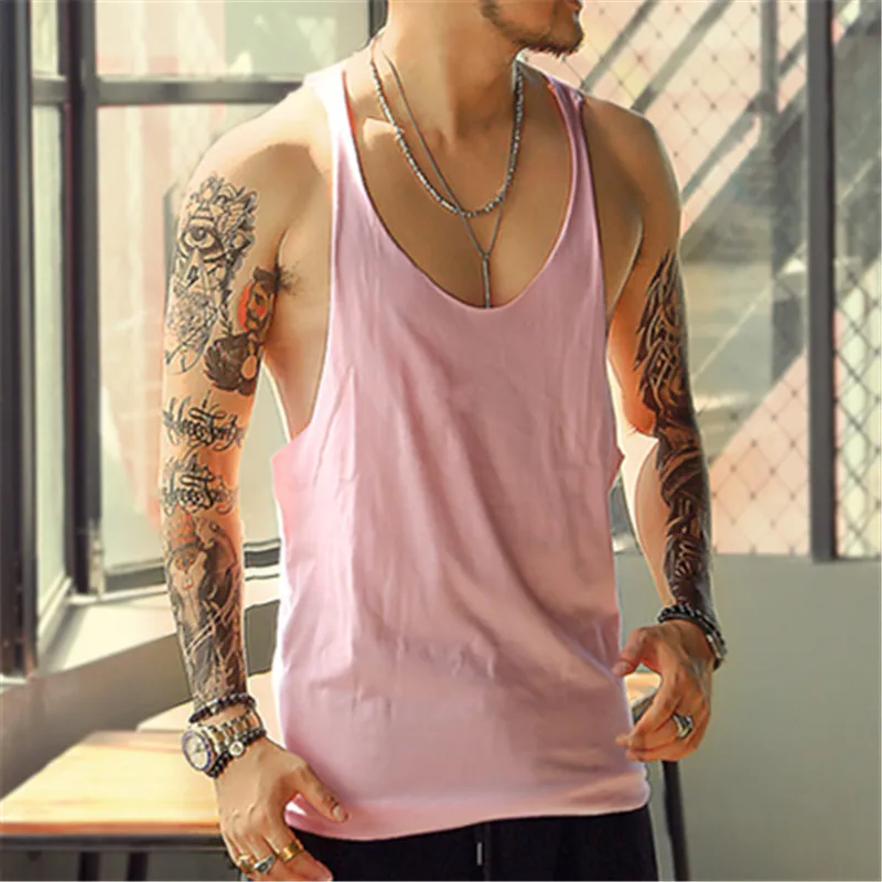 Новый Бодибилдинг майка Мужчины стрингер Синглетный Фитнес жилет хлопка майку