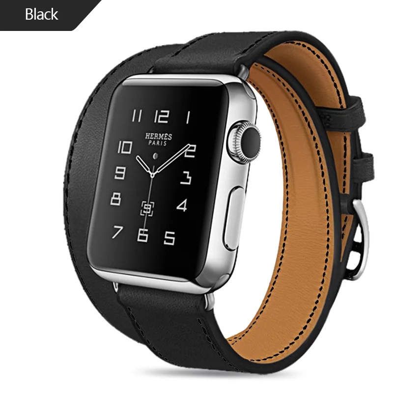 Длинный мягкий кожаный ремешок для Apple Watch Band Iwatch Series 4 3 2 1 40 мм 44 38 42 двойной тур