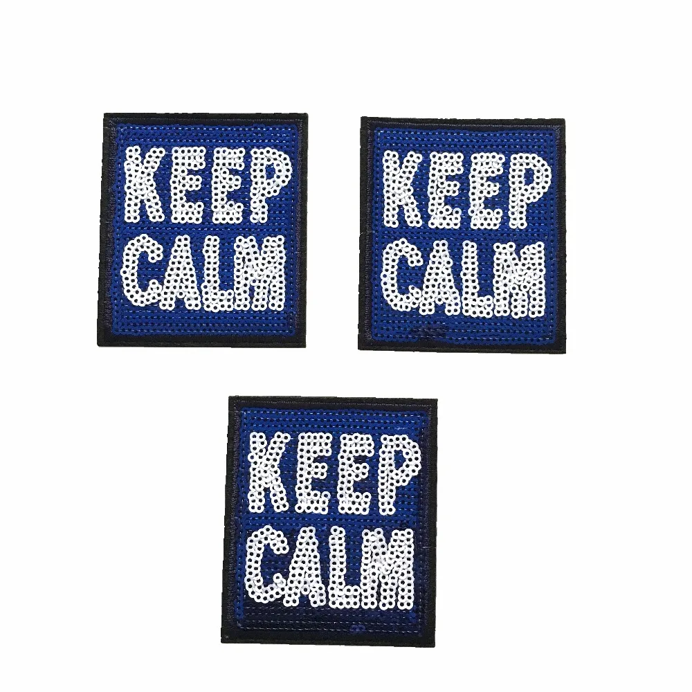 Новое поступление квадратные патчи с надписью KEEP CALM блестками для одежды рюкзака