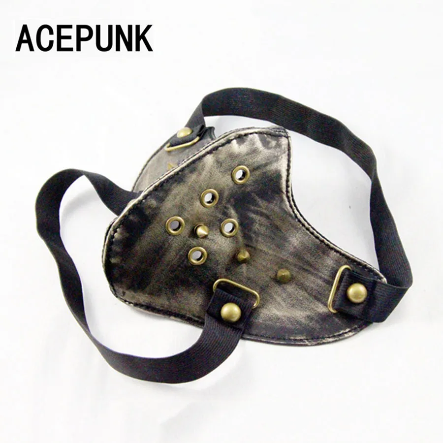 

Women Men New Fashion Spike Trendsetter Mask Rivet Punk Rock Harajuku Leather Face Mask Cool Motorcycle Cosplay Masks