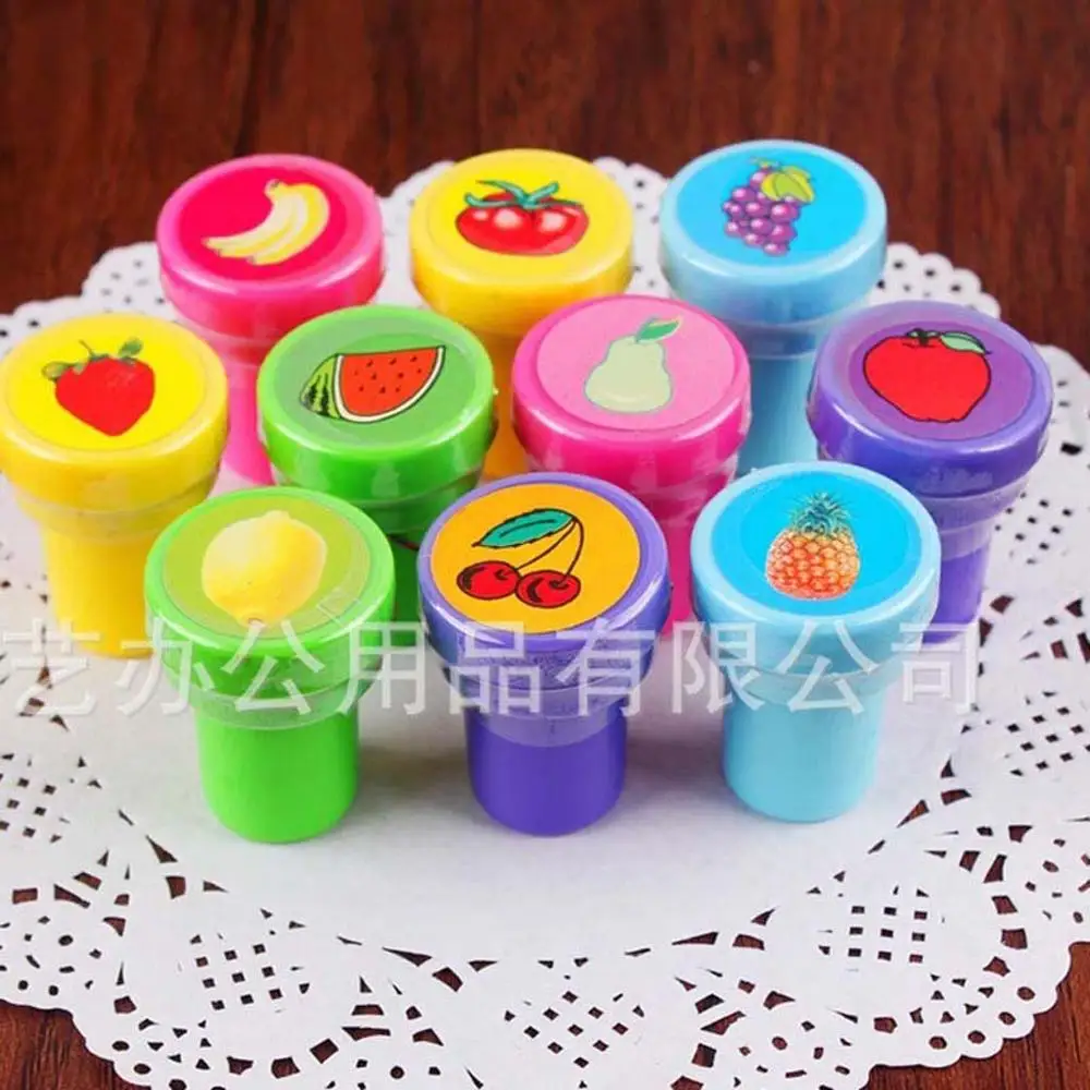 10 Pcs Fruits 10 шт. детский резиновый штамп принцесса улыбка Самостоятельная Заправка чернилами Рождественский набор резиновых штампов для скрапбукинга игрушки-подарки для детей - Цвет: 10 Pcs Fruits