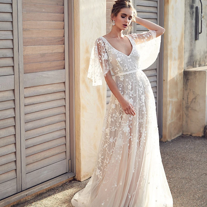 Женская кружевная ночная рубашка с v образным вырезом белая длинная вышивкой для