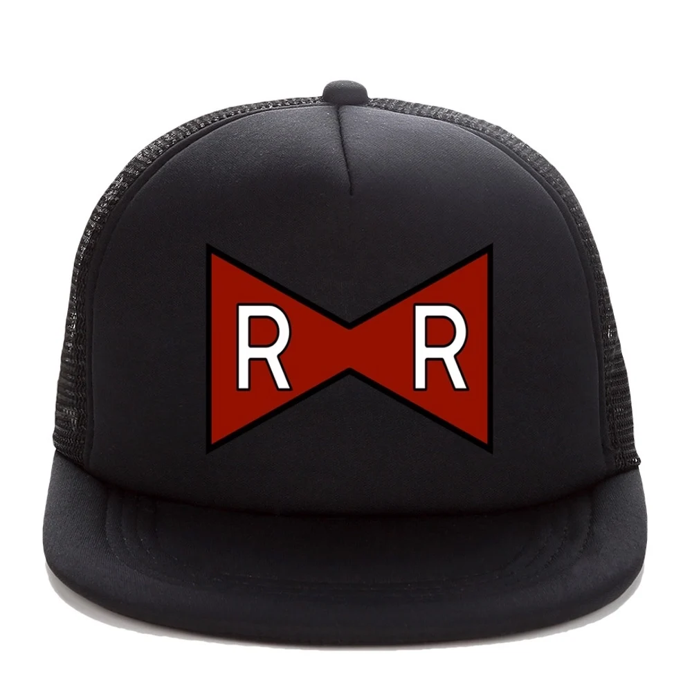 All Black Flat Visor Dongking Trucker Кепки красной лентой армии печати Dragon Ball Z взрослых Trucker Hat сетки плоский козырек Snapback Hat Кепки дети дракон Кепки подарок - Цвет: All Black Flat Visor