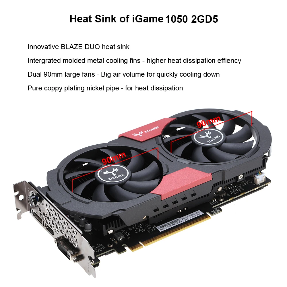 Цветная видеокарта NVIDIA GeForce iGame GTX1050 Графика карты графический процессор 2 Гб GDDR5 128bit игровая компьютерная шина PCI-E X16 видеокарта GTX1050 2 GB DVI+ HDMI+ DP