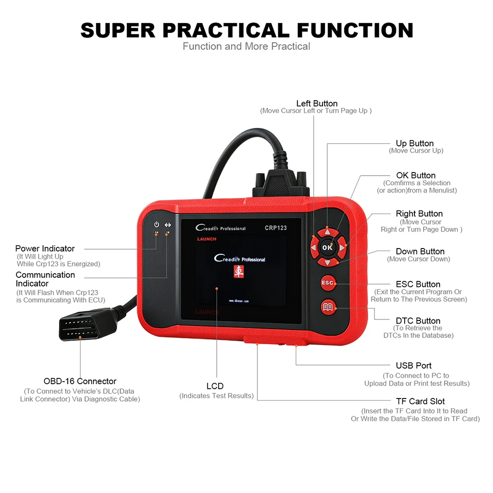 LAUNCH Creader Professional CRP123 Автомобильный сканер для считывания кода как 7 +|creader crp123|creader