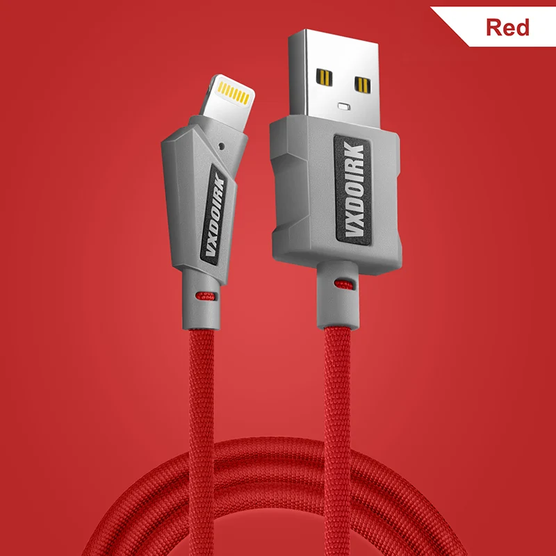 Vxdoirk MFi кабель USB для iPhone X Xs X Max XR 2.4A кабель для iPhone 8 7 6 Plus - Цвет: Gray red
