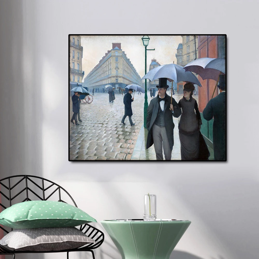 City in Rain Famous Oil Painting Wall Art Poster Print Canvas Calligraphy Decor Picture for Living Room Home | Дом и сад