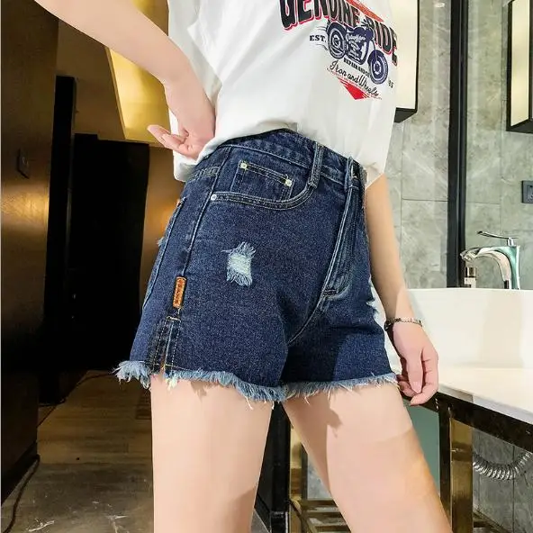 Женские джинсовые шорты с завышенной талией свободные узкие трапециевидные