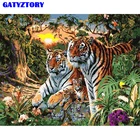 Бескаркасные Тигры животные DIY Набор для рисования по номерам Акриловая Краска на холсте Современная Настенная живопись на холсте для подарка