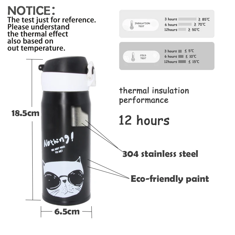 Чашка термос для путешествий с кошкой прыгающая крышка бутылка из нержавеющей