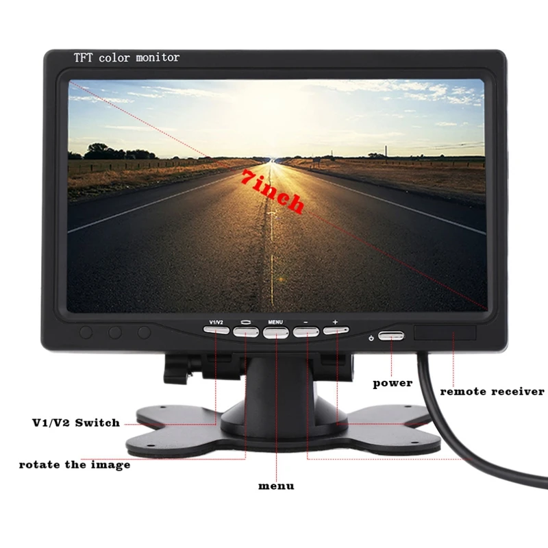 Auto Parts Desktop Display TFT LCD Bracket Monitor 7 Inch Car Monitors Back Screen Preferred Support Multi Language | Автомобили и
