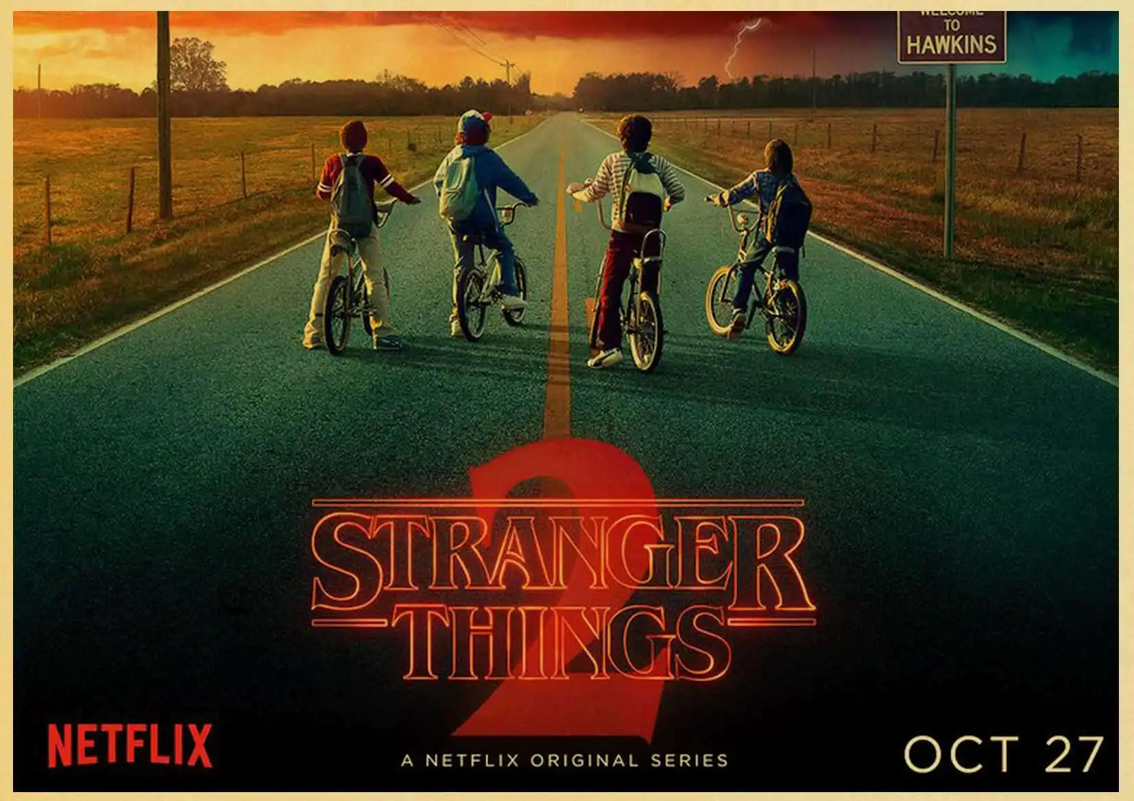 D075 Сериал "странные вещи", винтажные плакаты, печать, настенная живопись, индивидуальное украшение комнаты, Декор стены для дома, бара, кафе - Цвет: D075
