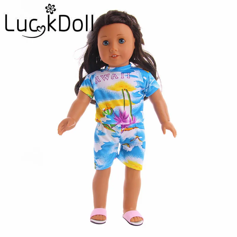 Пляжная одежда LUCKDOLL с принтом топы короткими рукавами и шорты подходящие для