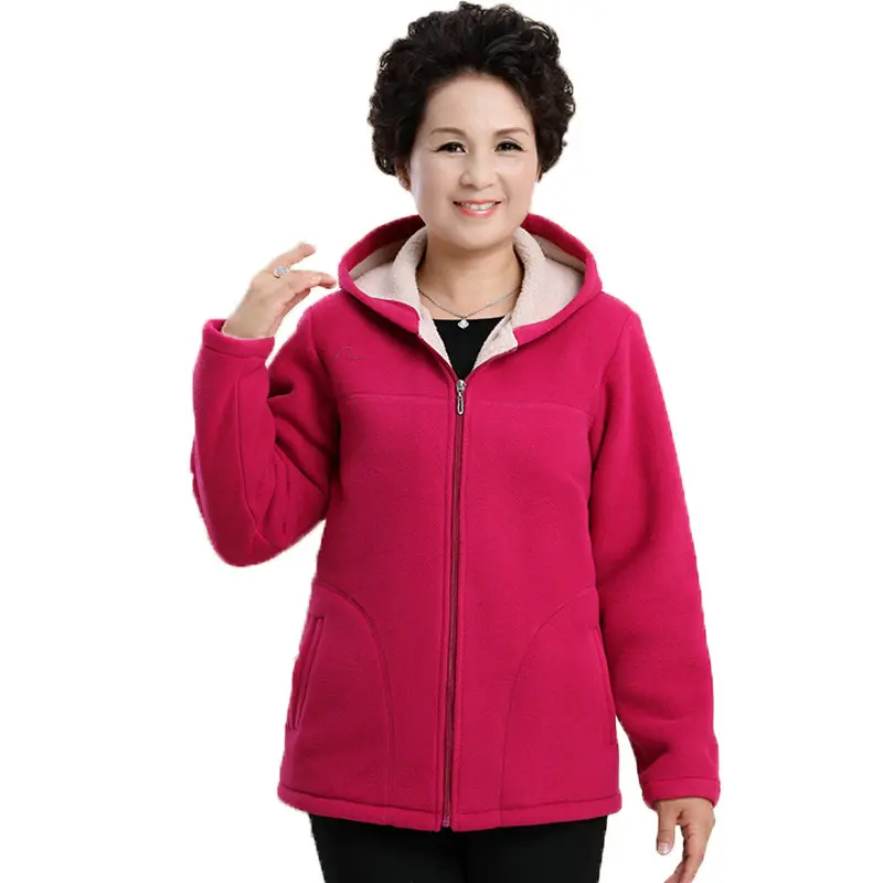 Rose Red Jacket Женская осенне-зимняя флисовая куртка с капюшоном, женская теплая куртка с капюшоном, пальто с имитацией овечьей шерсти, флисовые куртки - Цвет: Rose Red Jacket