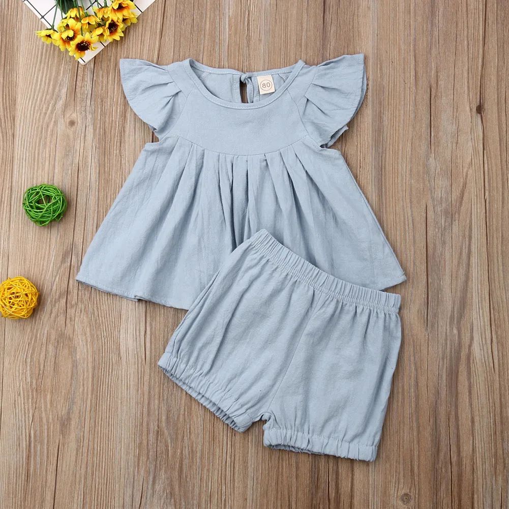 Новинка 2019 хлопковые однотонные топы с рюшами для новорожденных девочек