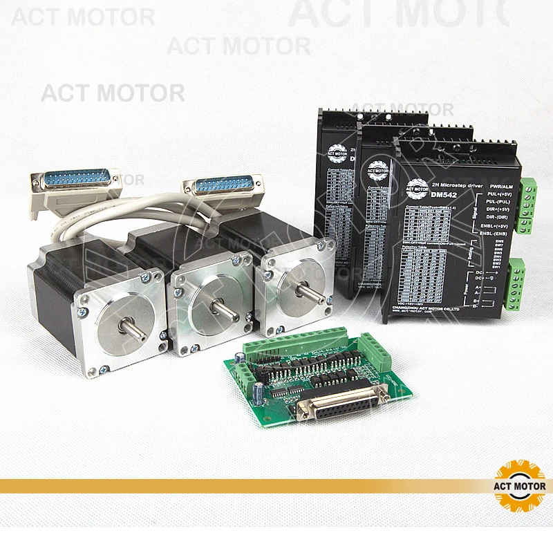 

ACT Motor 3 шт. шаговый двигатель Nema23 23HS8630 с одним валом 6-Lead 270oz 76mm 3A + 3 шт. драйвер DM542 4.2A 50V 128Micro US DE UK бесплатно