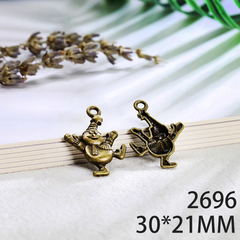 

30*21mm 10pcs A Snowman Alloy Pendant For Diy Jewelry Making 2 Colors Antique Silver Antique Bronze No.2696