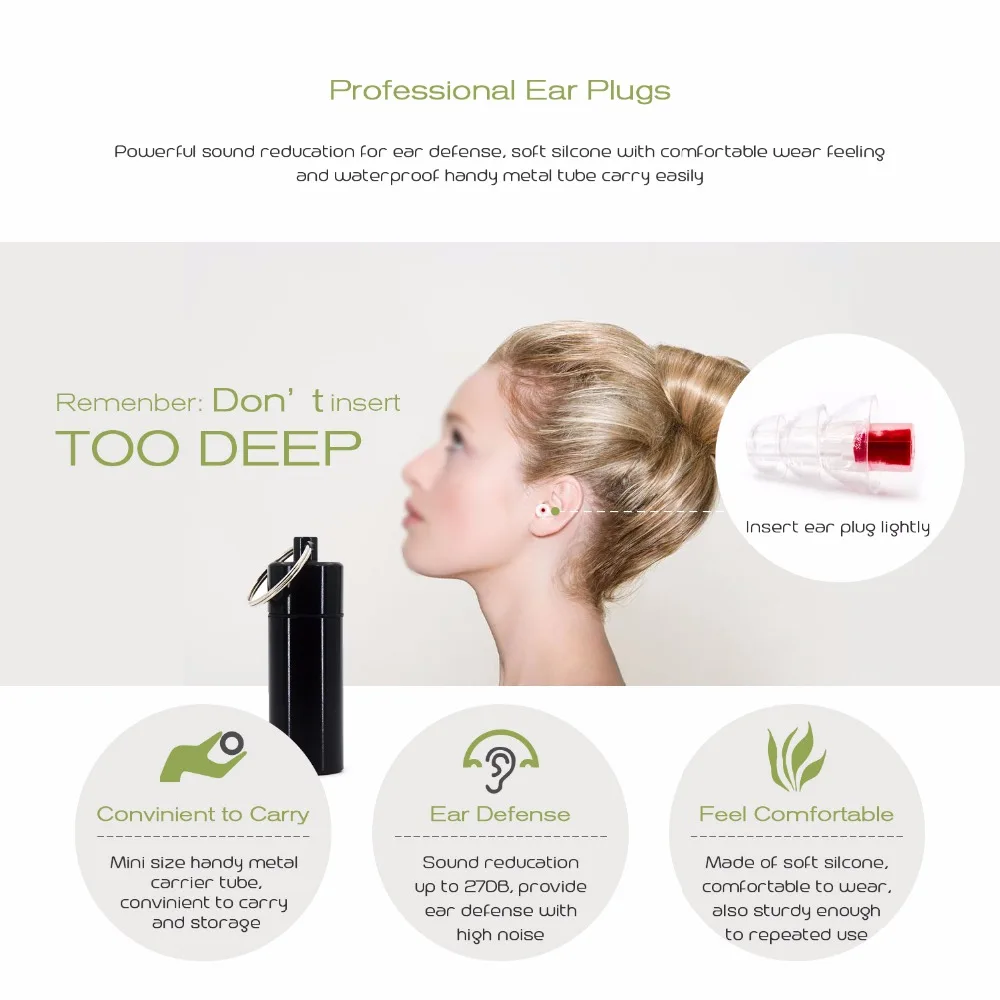 2 пары высокоточных силиконовых затычек для ушей сна противошумовые затычки