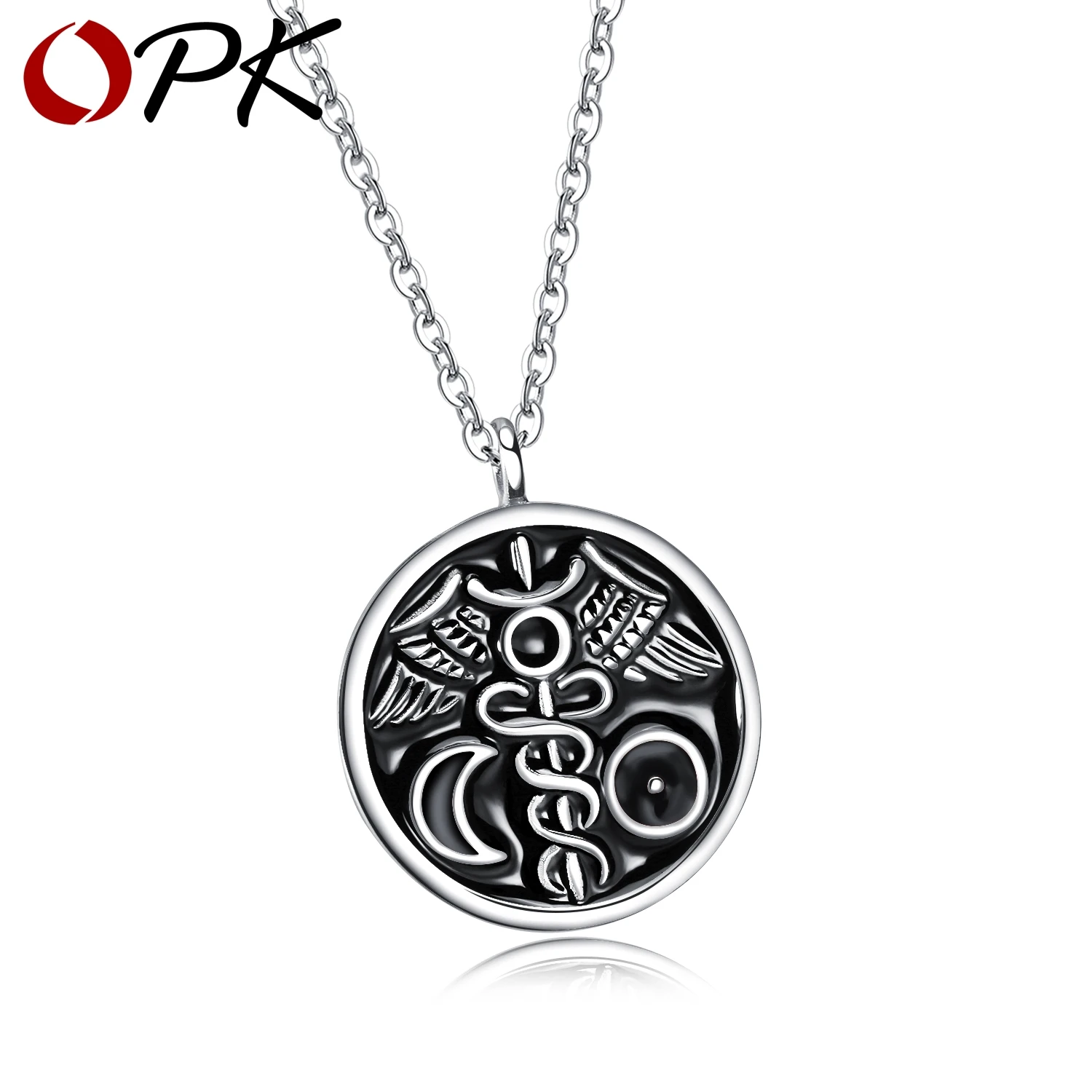 OPK нео-готический большой размер круг луна кулон для мужчин ожерелье из