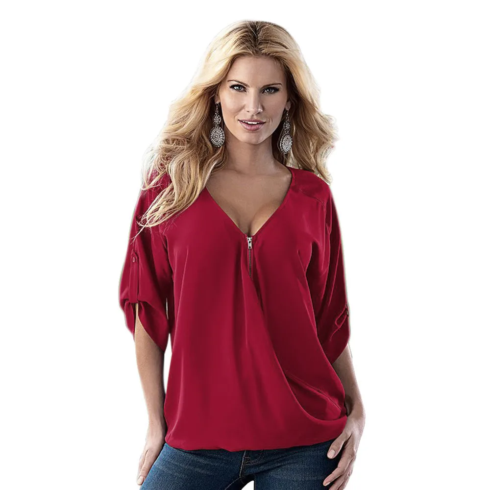 SIF Womens Loose Summer Sexy V Neck Shirts Tops Blouse Tee APR 26 |