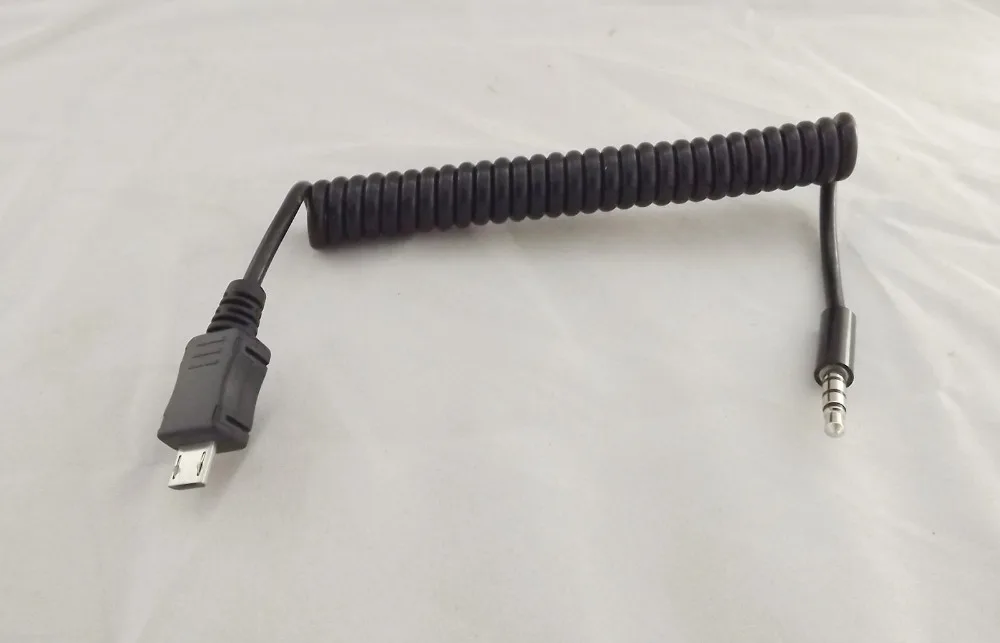 

1pc Micro USB 5 Pin A Male Plug To 3.5mm Stereo Male Coiled Spiral Adapter Cable 1m