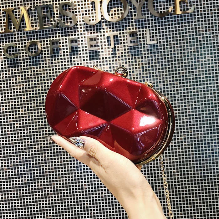 Фото Красный Brightl женский вечерний кошелек металлический Minaudiere сумочка свадебная